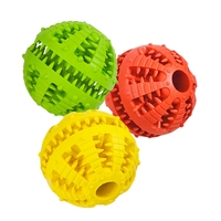 8cm Durable balle en caoutchouc souple jouets à mâcher pour animaux de compagnie nettoyage des dents et fuite nourriture chien jouets
