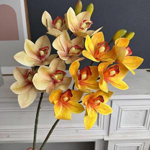 Fleurs artificielles de Cymbidium Jinxi à 6 têtes, décoration de mariage, ornement pour la maison, accessoires de photographie en extérieur - Product Image 2