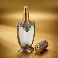 Flacon de parfum vintage en verre émaillé mat de style arabe avec diffuseur à bâtonnets, style Dubaï et égyptien, rechargeable, vaporisateur à pompe 40 ml, forme plate
