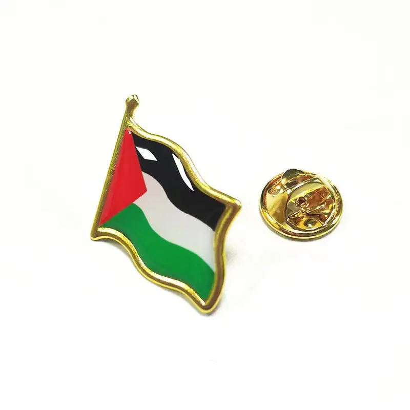 Venta al por mayor de metal personalizado libre de hierro bandera palestina pin de solapa insignia país esmalte Pin insignia