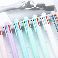 Dessin animé 6 couleurs en plastique stylo à bille étudiant mignon Journal marqueur multi-fonctionnel rétractable Gel stylos en gros