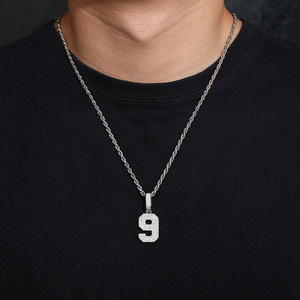 Ciondolo con Numero da 0 a 9 in Argento 925 con Moissanite, Placcato in <span class=keywords><strong>Oro</strong></span> <span class=keywords><strong>Bianco</strong></span> - Product Image 5