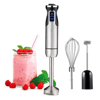 Mixeur plongeant à batterie rechargeable avec moteur 100% cuivre, 4 lames en acier inoxydable, 5 vitesses et fonction de broyage de glace