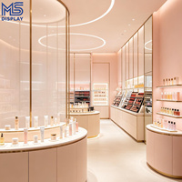 Rosa Luxus-Kosmetik-Ladeneinrichtung LED-Regal Parfüm-Hautpflege-Make-up-Vitrine für Beauty-Boutique Einzelhandelsgeschäft