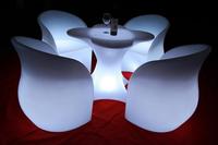 Ensemble de meubles LED rechargeables à énergie solaire Tabouret de bar carré Chaises Tables Télécommande RVB Décorations Saint Valentin
