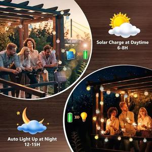8M Solar LED <b>String</b> Lights Outdoor Weatherproof RGB/Warm White with 16 Cotton <b>Balls</b> IP65 Rated for Garden & Parties - Product Image 5