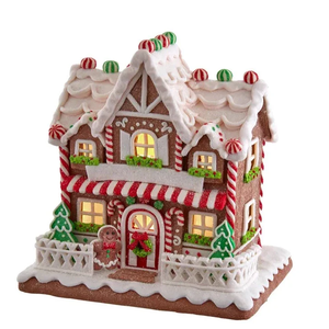 Décoration de Noël en forme de maison en pain d'épices illuminée par des LED, piliers en forme de canne à <span class=keywords><strong>sucre</strong></span> et bonhomme en pain d'épices, ornement de table de Noël - Product Image 3