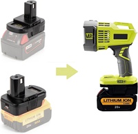 Adaptor Baterai Konversi untuk Baterai Lithium Dewalt/Milwaukee 18V ke Alat Ryobi 18V P105 P107 P108 dengan Pengisian Daya USB