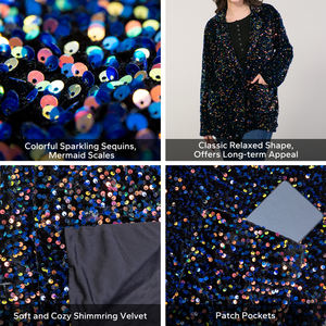 Venta al por mayor de alta calidad de la moda de las mujeres de encargo colorido de manga larga Casual Bling Sequin <span class=keywords><strong>Blazer</strong></span> Sequin Shiny - Product Image 2