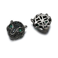 Cobre Micro Pave Zircon Crystal CZ Geometry Bead Charm Crown Leopard Helmet Skull DIY Jewelry Hallazgos para hacer accesorios