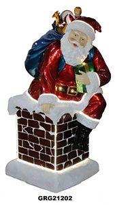 Père Noël de Noël grimpant la cheminée avec 12 lumières et 6 bandes lumineuses - Product Image 2