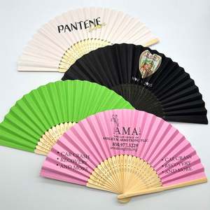 Abanico Plegable de Bambú y Seda con Logotipo Personalizado, Grabado, Abanico de Mano de Tela Personalizado para Bodas - Product Image 2