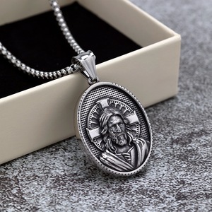 Stainless Steel Jesus Pendant Necklace Unisex Religious Gift Jewelry <b>Cross</b> Design Fashion Necklace - Product Image 1