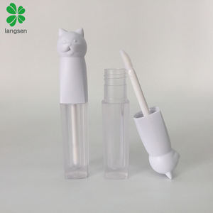 أنبوب ملمع شفاه جميل على شكل قطة، سعة 3 مل، أنبوب ملمع شفاه مربع بلون غير لامع مع غطاء على شكل قطة، يمكن طباعة شعار مخصص - Product Image 1