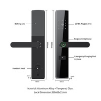Ensemble de serrure de poignée de porte intelligente Tuya/TTlock pour porte en acier accès sans clé par empreinte digitale en alliage d'aluminium clavier électronique mot de passe nuage