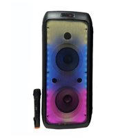 Micrófono Inalámbrico Portátil de 8 Pulgadas para Exteriores, Altavoz de Karaoke Compatible con APP, Iluminación LED RGB, Salida de 60 W, Batería de 3600 mAh, 5.0