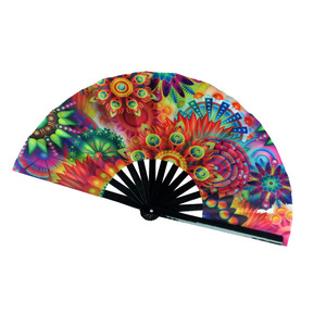Grand Éventail Pliant pour Femmes Festivals Halloween Burlesque Arc-En-Ciel Tenues Rave Accessoires Motif Décoratif Utilisation Souvenir - Product Image 2