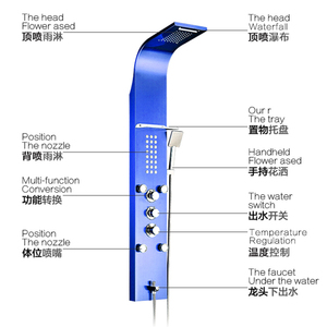 Panel de ducha de acero inoxidable, sistema de masaje de cascada de lluvia y boquilla de bañera, 6 funciones, accesorios de ducha de baño - Product Image 6