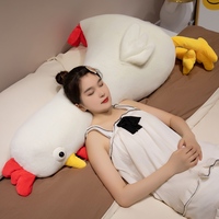 Linda Almohada de Peluche de Pollo Grande, Muñeco de Gallo de Cuerpo Largo Suave y Esponjoso, Cojín de Peluche de Pollo para Dormir, Decoración para el Hogar y la Cama