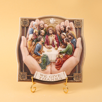 Plaque religieuse en résine gaufrée, Sainte Famille, ornement de bureau, décoration catholique, plaque avec support de présentation