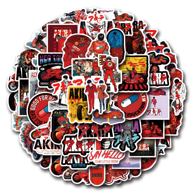 55pcs/bag New Design Anime Akira Water Proof Removable Vinyl Stickers for Skateboard Phone Laptop Decoration