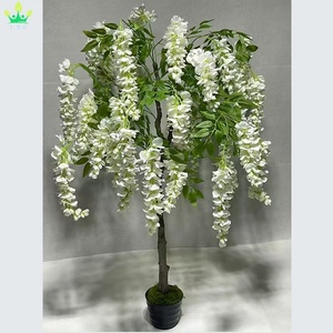 Arbre artificiel de glycine en plastique avec pot noir pour la décoration de la maison, du jardin, de la véranda, des mariages et des fêtes - Product Image 3