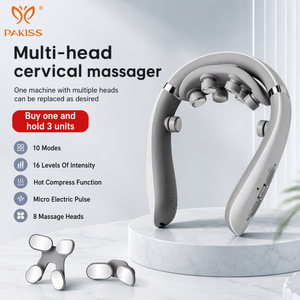 PAKISS Wholesale U Shape Neck Massager Cordless Electric Pulse Heated Massage Machine <b>Remote</b> Control Gift Set OEM ODM - Product Image 1