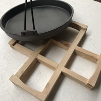 Vente en gros Ensemble de cuisine classique en fonte pré-assaisonnée Poêle à frire personnalisée à base de bois pour le camping et les restaurants