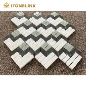 새로운 디자인 대리석 모자이크 3D 패턴 현대 벽 및 바닥 모자이크 타일