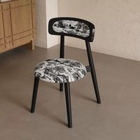 Chaises de salle à manger luxueuses et modernes en bois noir, design créatif, confortables, avec dossier et revêtement en lin pour restaurants et hôtels