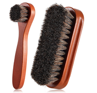 2 Pcs Kit de brosses pour chaussures en crin de cheval, applicateurs pour le nettoyage des chaussures en cuir, brosses pour l'entretien des bottes et du daim.