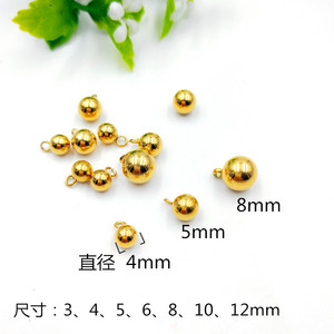 Precio al por mayor: Abalorios de bola redondos de acero inoxidable, accesorios de joyería, abalorios colgantes de bola, abalorios de bola con extremos de oro de 18K - Product Image 2