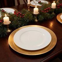 Assiettes de présentation dorées de 13 pouces en plastique, en gros, pour assiettes de table, mariages, fêtes et la Saint-Valentin
