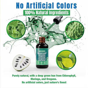 Gouttes liquides orales de corossol amer, algues marines, moringa, curcuma, huile de nigelle, origan, ashwagandha, complément alimentaire pour le soutien immunitaire - Product Image 2