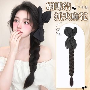 Peluca trenzada para mujer con lazo, clip para cola de caballo, estilo celebridad, accesorio para el cabello con trenza lateral, nueva peluca de cola de caballo estilo chino - Product Image 4