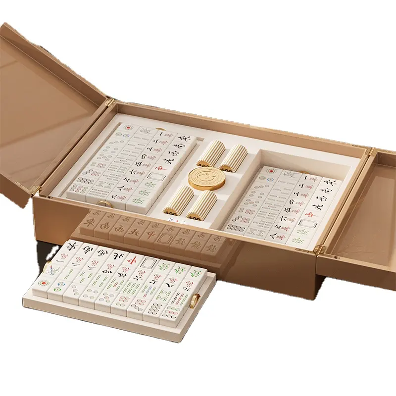 China luxo personalizado mahjong com caixa de madeira 144 mahjong conjunto madeira mahjong presente caso caixa majiang caixa majiang conjunto