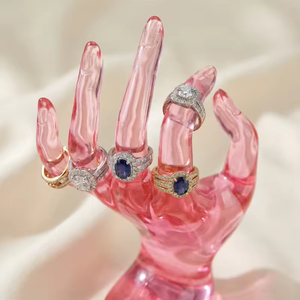 แท่นวางโชว์เครื่องประดับกำมะหยี่พลาสติกหลากสีสำหรับแหวน กำไลข้อมือ และเครื่องประดับอื่นๆ - Product Image 4