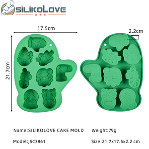 High-quality glove-shaped snowflake and snowman silicone Christmas <b>baking</b> <b>set</b> cake mold - Product Image 6