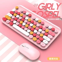Nouveau design Clavier et souris de jeu sans fil 78 touches Combo Mini ensemble étanche pour les filles