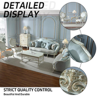 Ensemble de canapés modulaires pour salon en bois et tissu de luxe royal classique de style français fait à la main