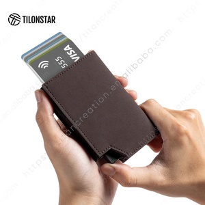 TILONSTAR TVC503 Minimalista Pop Up Wallet Crédito RFID Bloqueo de cuero Tarjeteros para hombres Regalos - Product Image 4