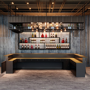 Comptoir de café en bois <span class=keywords><strong>pour</strong></span> bar à café/thé au lait, <span class=keywords><strong>vitrine</strong></span> avec éclairage <span class=keywords><strong>LED</strong></span>, design de boutique - Product Image 4