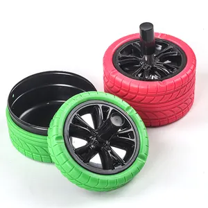 Wholesale Smoking Accessories Stainless Steel Ashrtay Creative Tyre Shaped Car Portable Ashtray