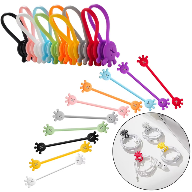 Cable Organizers Clips Magnetic Earbuds Cords Winder Reusable Cable Manager Ties Household Supplies Household Merchandises