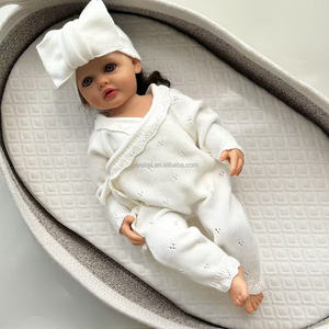 Low MOQ Custom Long Legs Wrap Style Lace Hem Romper <strong>Newborn</strong> Spring Sweaters <strong>Outfit</strong> Baby Girl Precious Soft Cotton Bodysuit - Product Image 5