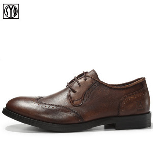 British Retro Patterned Men's <b>Shoes</b>-trendy Brogues Laces Toes Casual Leather <b>Shoes</b> <b>Height</b> <b>Increasing</b> Autumn Breathable - Product Image 4