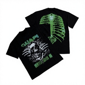 Camisetas de Hombre de Marca de Lujo, 100% Algodón, 240g, Tejido de Punto con Estampado de Calaveras, Estilo Hip Hop, Lavado Ácido, Transpirables - Product Image 3