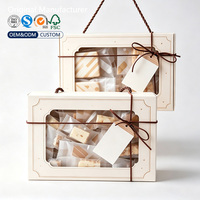 Boîte cadeau personnalisée pour gâteaux avec fenêtre, en papier recyclé, avec poignée, en carton ivoire de qualité alimentaire, emballage pour desserts, OEM ODM, impression personnalisée, boîte en carton rigide