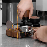 Tapis de tamper à café manuel en bois écologique et durable, design carré moderne, surface antidérapante, épaisseur 20 mm, réutilisable et portable