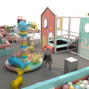 Personalizado Macaron tema niños <span class=keywords><strong>Parque</strong></span> <span class=keywords><strong>de</strong></span> Atracciones instalaciones gran patio interior con Ball Pit tobogán trampolín - Product Image 5